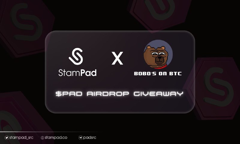 BobosOnBTC's tweet photo. We’re offering a chance to win $PAD exclusively to our followers 🐻🧡🐻🧡

The first SRC-20 launchpad  

300 $PAD to 3 winners (100 each)  

To enter:

👉 Follow @Stampad_SRC &amp; @BobosOnBTC 
👉 Join Their Telegram https://t.co/U8TTmj3AUD 
👉 Like/Retweet/Tag 3 Friends https://t.co/ay0Pmlc3Yy