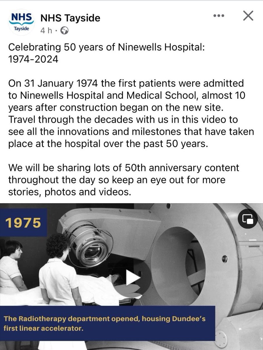 GregHampsonRTT's tweet photo. Proud to be a part of Ninewells Hospital's 50 years of history.

Radiotherapy has progressed so much in the last 50 years! It really is an amazing team to be a part of, and I hope we can help save the lives of as many people as we can! ✨️ @TAYRadiotherapy #NHS @NHSTayside https://t.co/2hnqgGH0ko