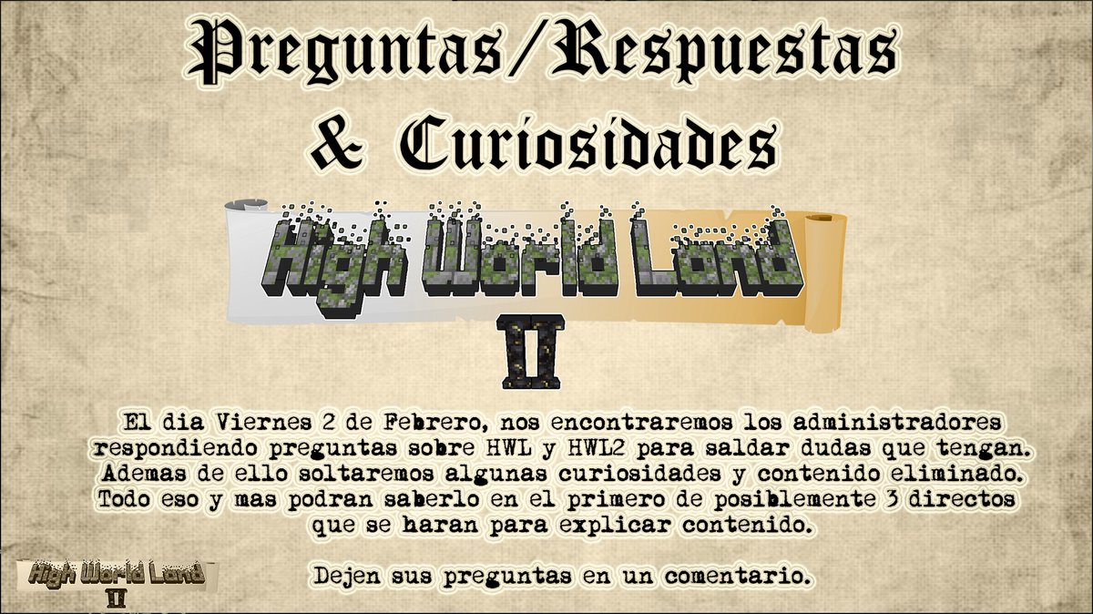 HighWorldLand's tweet photo. El día Viernes 2 de Febrero, estaremos en directo en el canal de @Starboardhydra9 respondiendo preguntas sobre #hwl y #hwl2 así que aprovechen de preguntar todas las dudas que tengan mientras puedan ser respondidas sobre ambas ediciones. Estaremos a las 8 PM Horario arg/chile. https://t.co/CFPDgqmHAE