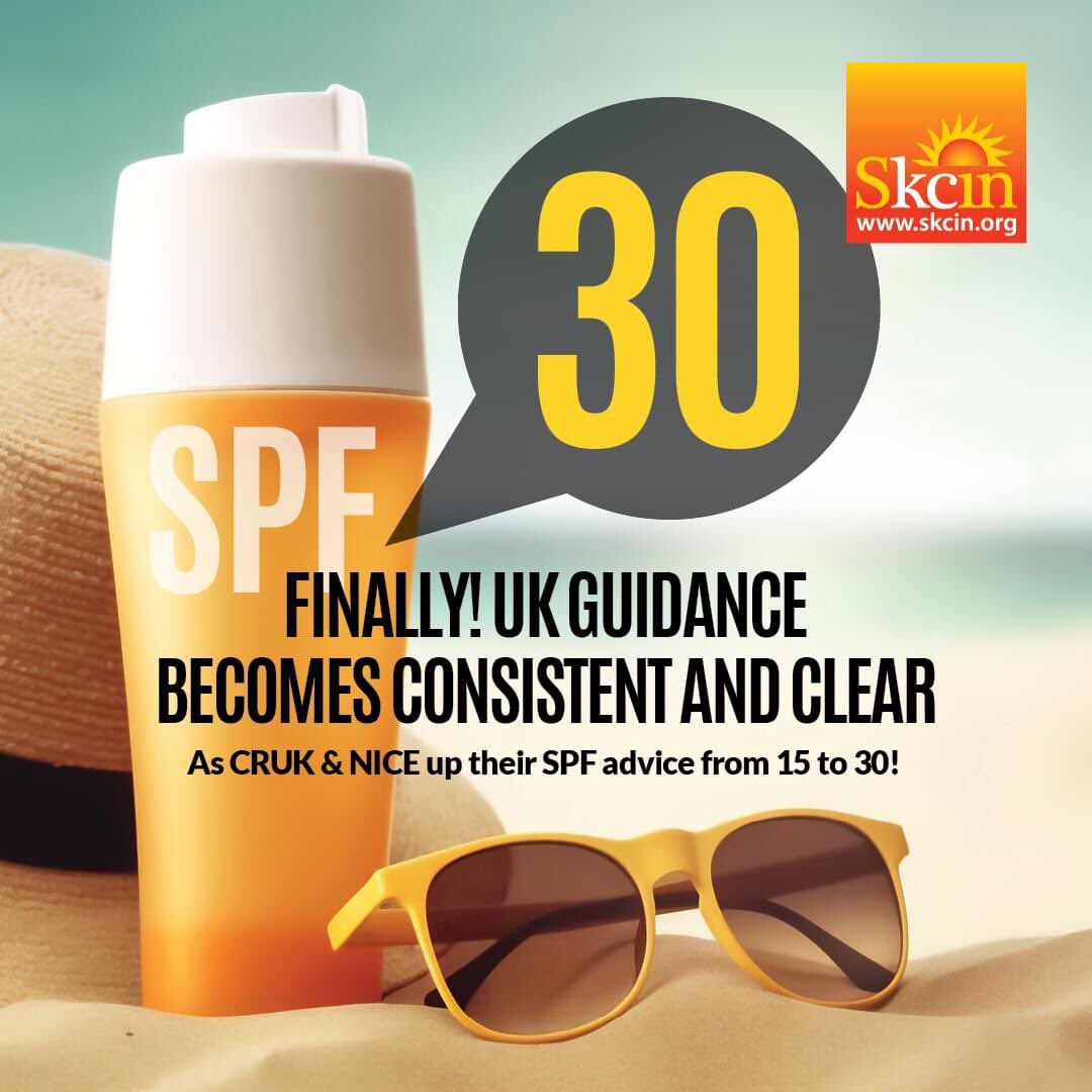 SkcinCharity's tweet photo. 17 years ago, when SKCIN was founded, our guidance on the importance of using a minimum SPF 30 sunscreen, differed to that of almost every UK charity and organisation, including NICE guidance, NHS and Cancer Research UK - who’s recommendation was SPF15. https://t.co/GQABXkhtQM https://t.co/7uH6Vy6rnB