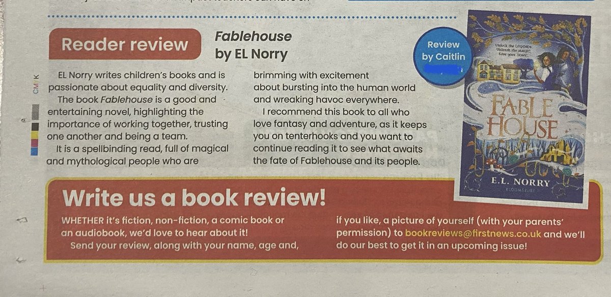👏Well done to Caitlin C (Year 8) for her fantastic book review on E.L Norry’s ‘Fablehouse’ which was published in the January edition of the @First_News newspaper!