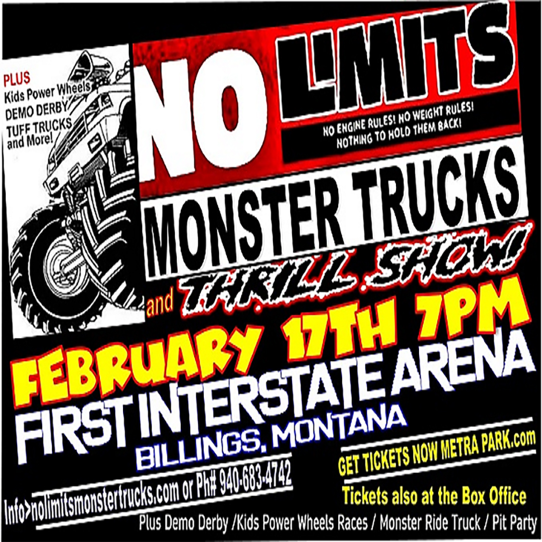 🚨Monster Truck Alert!🚨 #NoLimitsMonsterTrucks are crashing into the First Interstate Arena on Feb 17!

Experience the thrill with jaw-dropping stunts &amp; unstoppable action. Perfect for the whole fam! 
Grab your tickets NOW hive.co/l/3thvyw #MonsterTruckMadness #familyshow