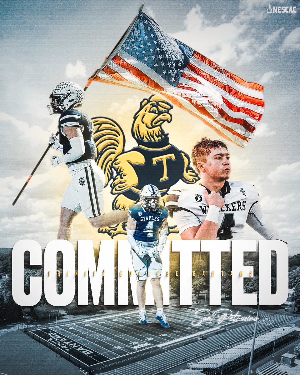 I’m excited to announce my commitment to continue my academic and athletic career at Trinity College. I want to thank my family, friends, teammates and coaches for everything they have done along this journey. #RollBants
@CoachDevanney @CoachAcq @StaplesFootbal1 @CoachBehrends