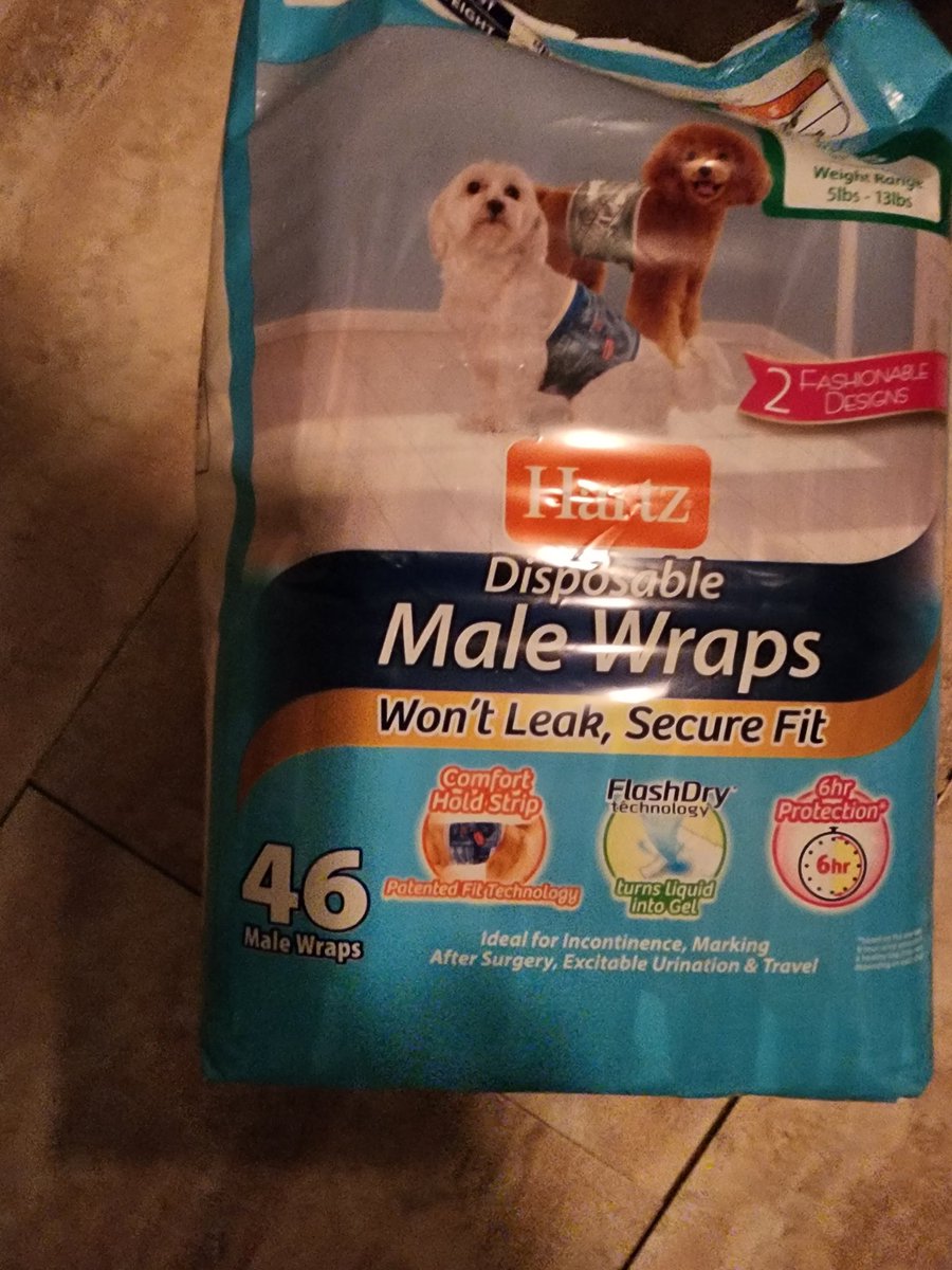 kristincp0's tweet image. I received a complimentary 46-count package of Hartz Disposable Male Wraps from Hartz and Pinch.Me in return for my honest opinion. These Male Wraps fit around a MALE dog&apos;s belly to prevent problem urination. #Complimentary #GotItForFree #HappyPincher