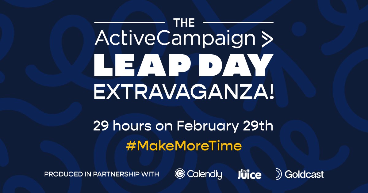 🎉 BIG NEWS! 🎉 Join us for the ActiveCampaign Leap Day Extravaganza, a record-breaking 29-hour free virtual conference happening February 28th-March 1st (depending on your time zone)! 🚀 ActiveCampaign, in collaboration with @Goldcast, @Calendly, and @TheJuiceHQ, brings you…