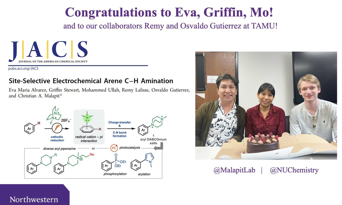 We’re extremely excited to share the first research publication from our group @MalapitLab now out in @J_A_C_S. Congratulations to Eva @evamariawara, Griffin, & Mo!