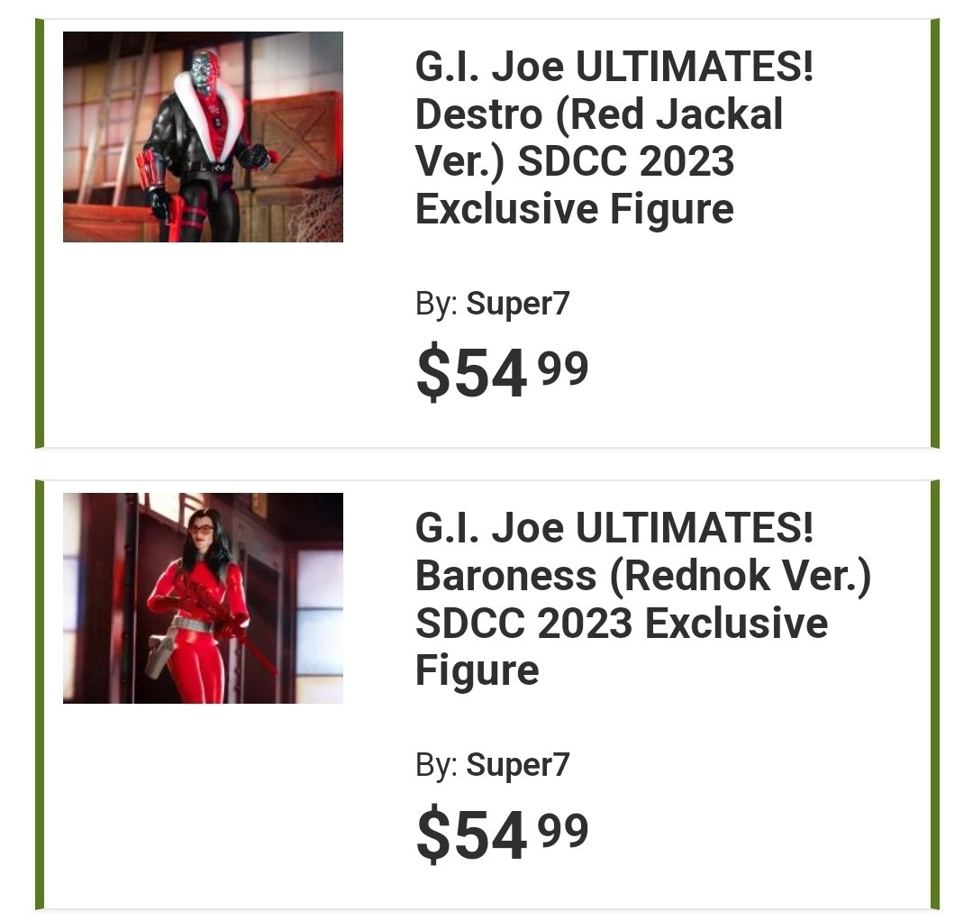 JoefestToyComic's tweet photo. Available now on Big Bad Toy Store!! 2023 SDCC exclusives from Super7!!
#gijoe #Super7 #gijoecollector #GIJoeActionFigure #actionfigures #toys #bigbadtoystore #toys4sale #toygroup_alliance #toyaddict https://t.co/fHFPoV1nj5