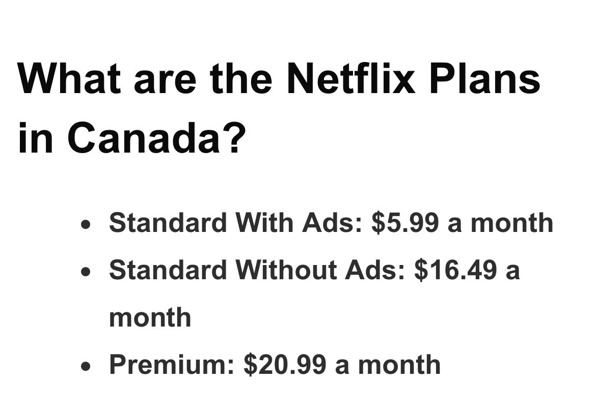 CommonSenseRv's tweet photo. #Netflix  #netflix_ca  #membership  Is it ok in Canada for a single person to pay $16.49 membership when each member of a couple pays $8.24 and one member of a family of four pays $5  ?  Do we pay different ticket prices for a movie theater ticket or flight, etc ? https://t.co/8awXpUORsm