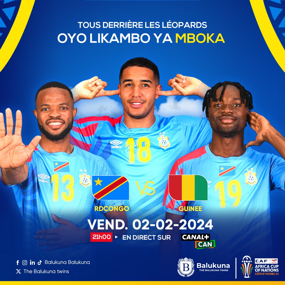 Quel est votre pronostic ?

#rdc  #balukuna #caf24 #caf #can #can2024 #caf24 #twins #caf_online #thebalukunatwins #jumeaux #sportifs #logo #design #creative #illustrator #victoire #rdc #adobe