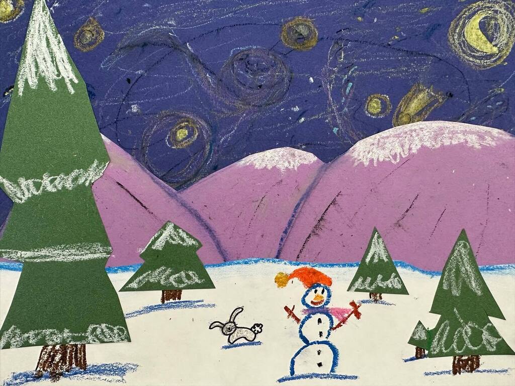 Visit ift.tt/WUEdx3X for full caption. The #starrynight landscapes by #2ndgradeartists are turning out so great! They’re really showing how they understand overlapping, size, and placement related to horizon line can show depth of space in a landscape. #heardsferryart