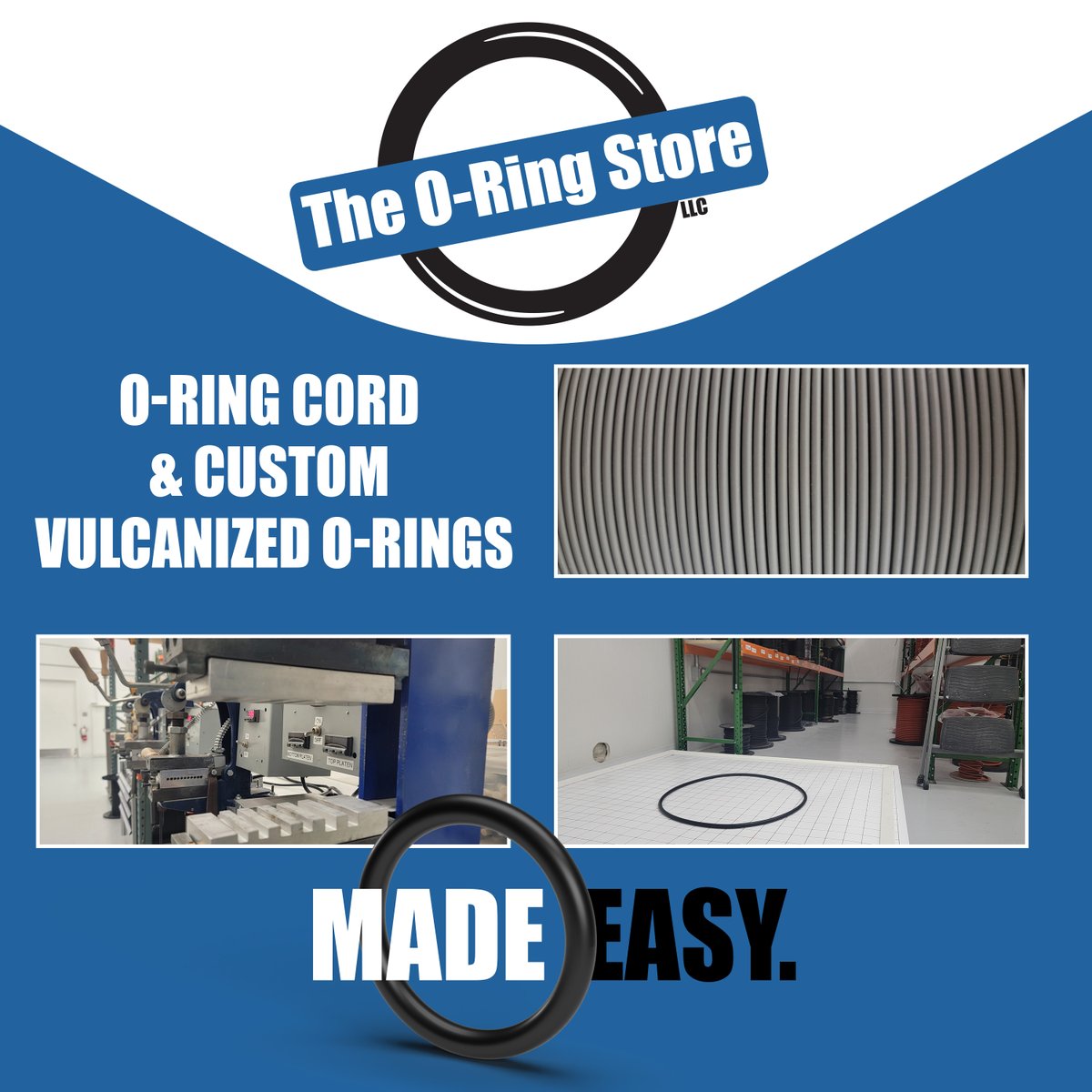 Bulk O-Ring Cord or Custom Spliced and Vulcanized O-Rings. Our large diameter Custom Vulcanized O-Rings are also verified for size using <a href="/Olypsys/">Olypsys Technologies</a>. #orings #madeeasy