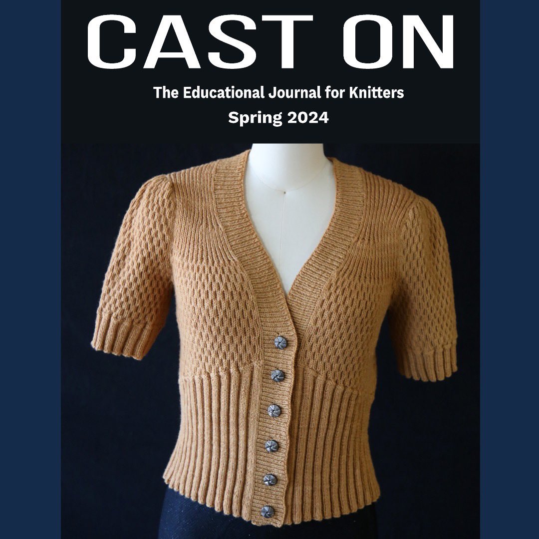 The Spring 2024 issue of Cast On is out!  Our cover design is Helen by Heather Storta in North Bay Fiber Elemental Sport, (100% Cormo wool).
Members of TKGA can find this issue at tkga.org/member-resourc…