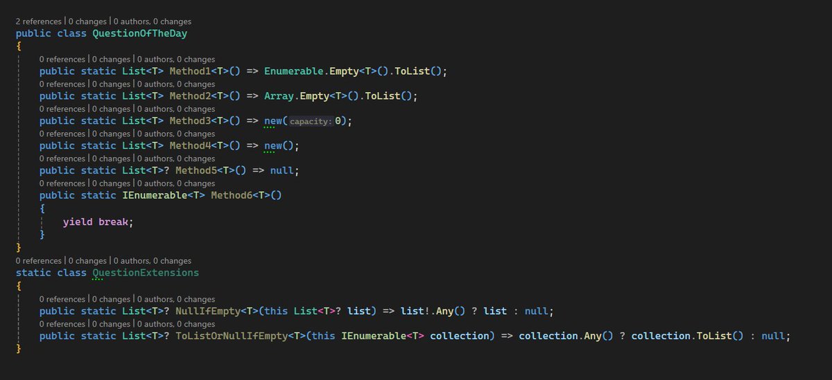 KarenPayneMVP's tweet photo. Question of the day
How do you handle returning null or empty list?
(this should be good 😉)