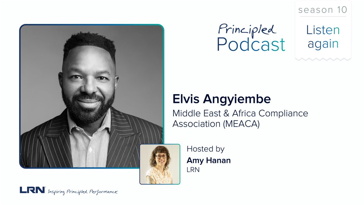 ICYMI: On the #PrincipledPodcast, host Amy Hanan explores the E&amp;C priorities are for companies in the #MiddleEast with Elvis Angyiembe, the co-founder and co-chair of the Middle East &amp; Africa Compliance Association. bit.ly/3Szm2LD