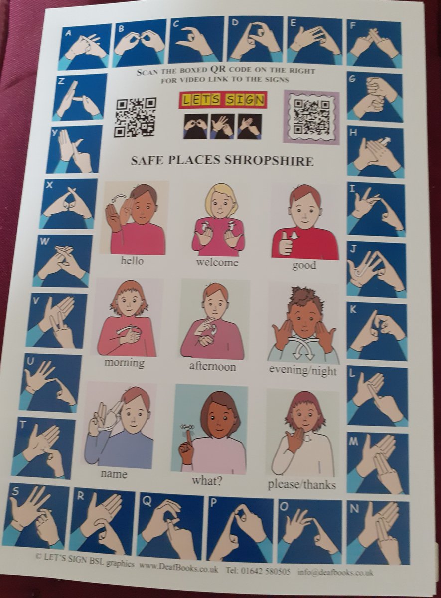 Thanks to @DeafBooks we have this finger spelling poster we give to people at our events. Our aim is to reach as many people while being inclusive @SafePlaceShrops Please share this with your followers. Thank you. @annhowells182 @Rubygem4 @hannah_gitto