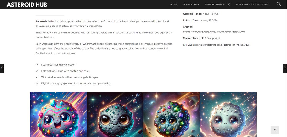 Spotted in the wild! A new website for tracking art collections that have dropped on <a href="/cosmoshub/">Cosmos Hub ⚛️</a> via Asteroid Protocol😍

👉 asteroidhub.xyz ☄️