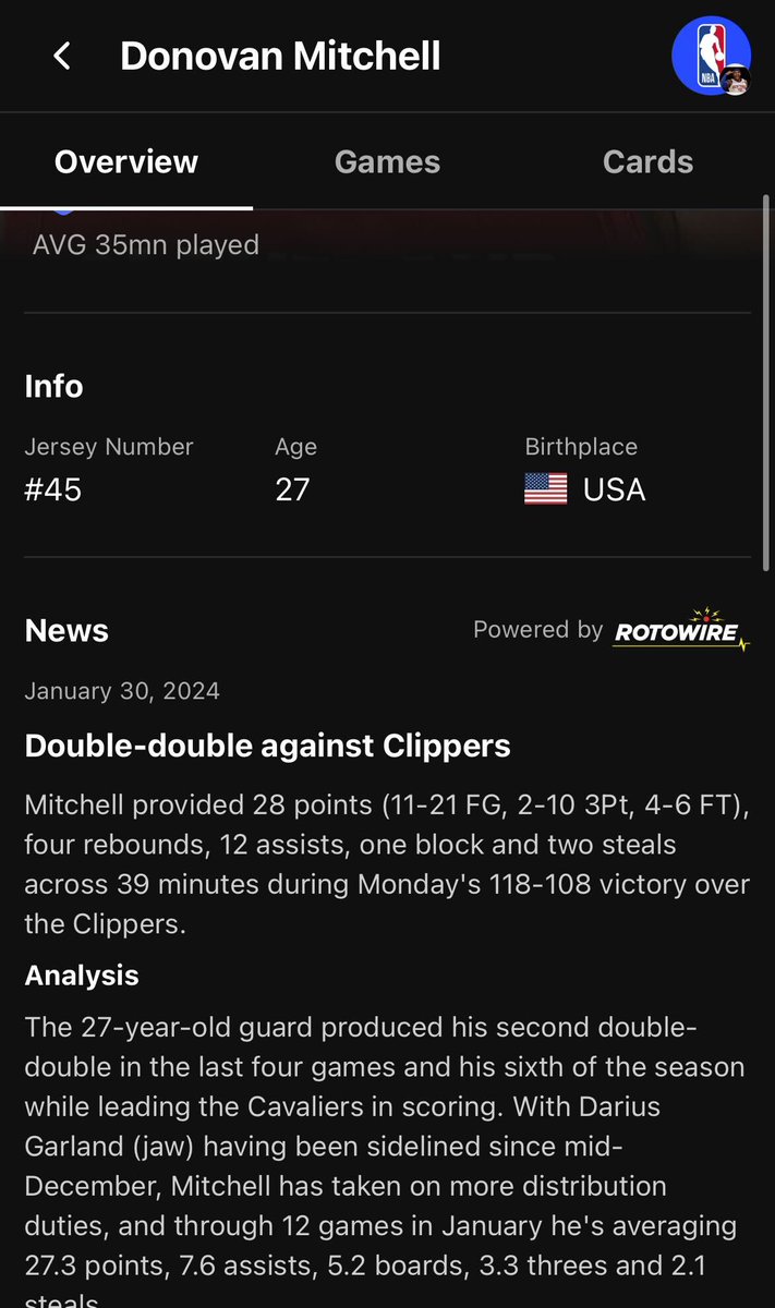 SorareUS's tweet photo. Some news: We're teaming up with @RotoWire to refine your fantasy experience.

With RotoWire, you now have access to up-to-date player info, injury updates, and stats at your fingertips. Explore enhanced player pages and set lineups with the latest league news. https://t.co/laRIAthQyy