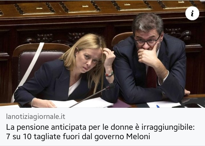 Ridateci la nostra pensione le #donne sono in credito #opzionedonna @GiorgiaMeloni @FratellidItalia @forza_italia @LegaSalvini