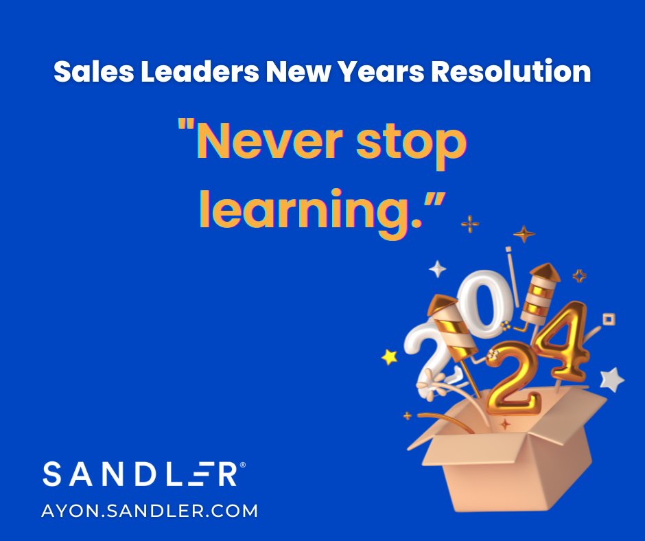 SandlerBanman's tweet photo. Sales Leader’s New Year Resolution #4 - Never Stop Learning
Curious, what are you going to commit to learning this year?
#Motivation #Goals #Winningmindsets #SalesLeaders #SalesLeadership #Resolutions #GoalSetting #Ayon #Edmonton #Canada https://t.co/6py36Ybs7c