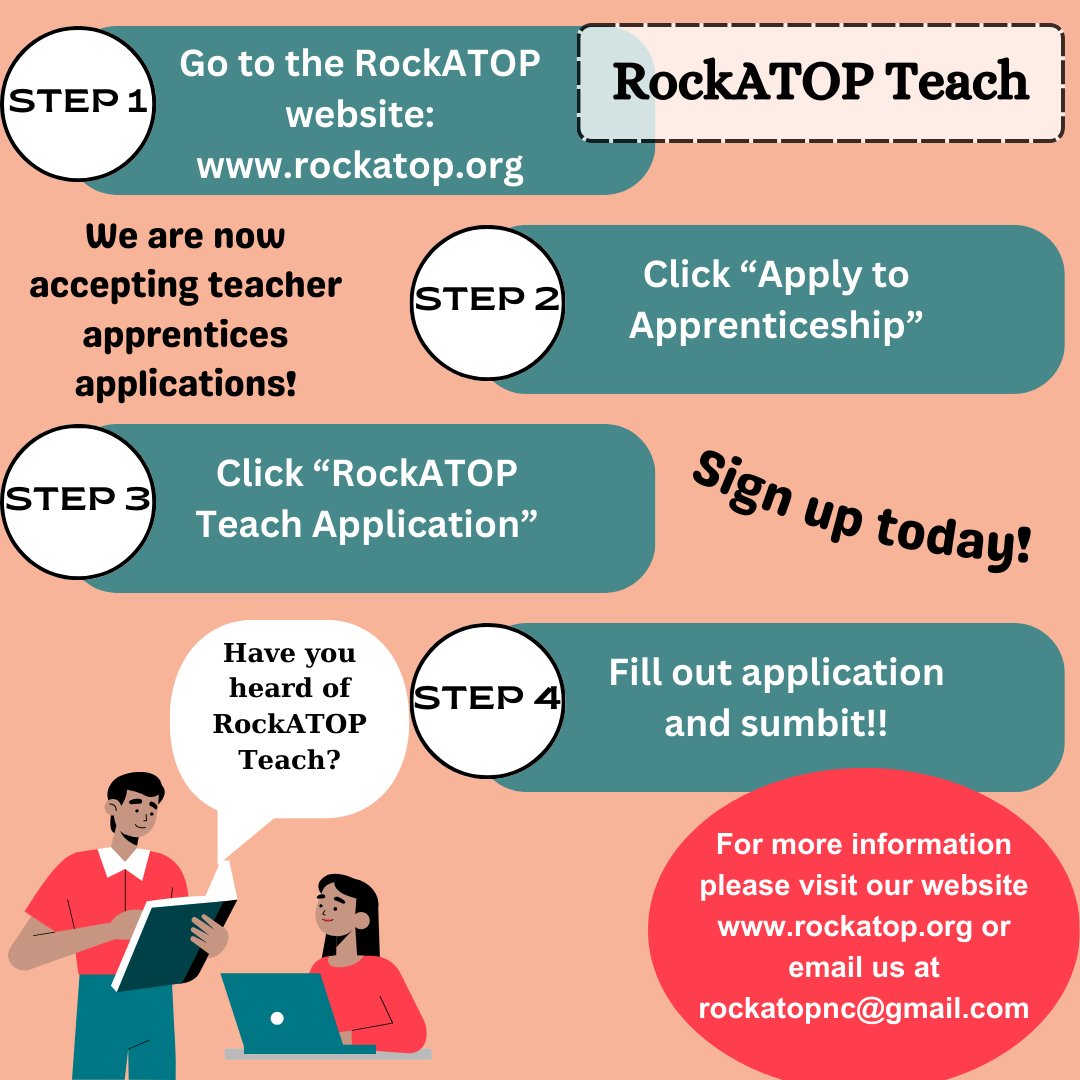 RockATOP is now accepting applications for future teacher apprentices! Please visit our website for more details. rockatop.org/rockatop-teach…