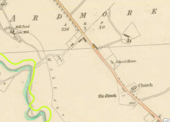 zenobiewan's tweet photo. What's so important about old maps and archives? Here's the 1st edition OS map for Ardmore in Balteagh Parish in Derry/Londonderry (L) and an image of an OS memoir drawing(R) marking the location of O'Cahan's castle, a feature that didn't make the final map! @IrelandMapped https://t.co/CvhJPF8ZnD