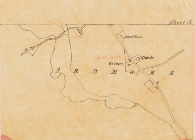 zenobiewan's tweet photo. What's so important about old maps and archives? Here's the 1st edition OS map for Ardmore in Balteagh Parish in Derry/Londonderry (L) and an image of an OS memoir drawing(R) marking the location of O'Cahan's castle, a feature that didn't make the final map! @IrelandMapped https://t.co/CvhJPF8ZnD