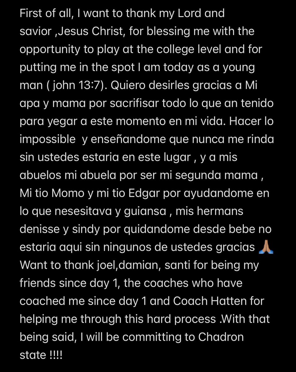 #GAD First off, I would like to thank my Lord and savior, Jesus Christ, for leading me to my decision today. After long consideration with both my family and the man up above,I want to thank everyone who has helped me get to this point and stage in my life. With that being said,