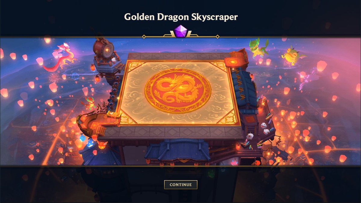 Andryale_LoL's tweet photo. #TeamFightTactics 
I had 150 free treasure tokens, I said to myself let's roll for fun and get the Golden dragon skyscraper arena...
(1% chance per roll)

First roll, first strike 🥹🥹🥹

Golden joy. Thx @TFT 🐉💕 https://t.co/aWJQbSJQyF