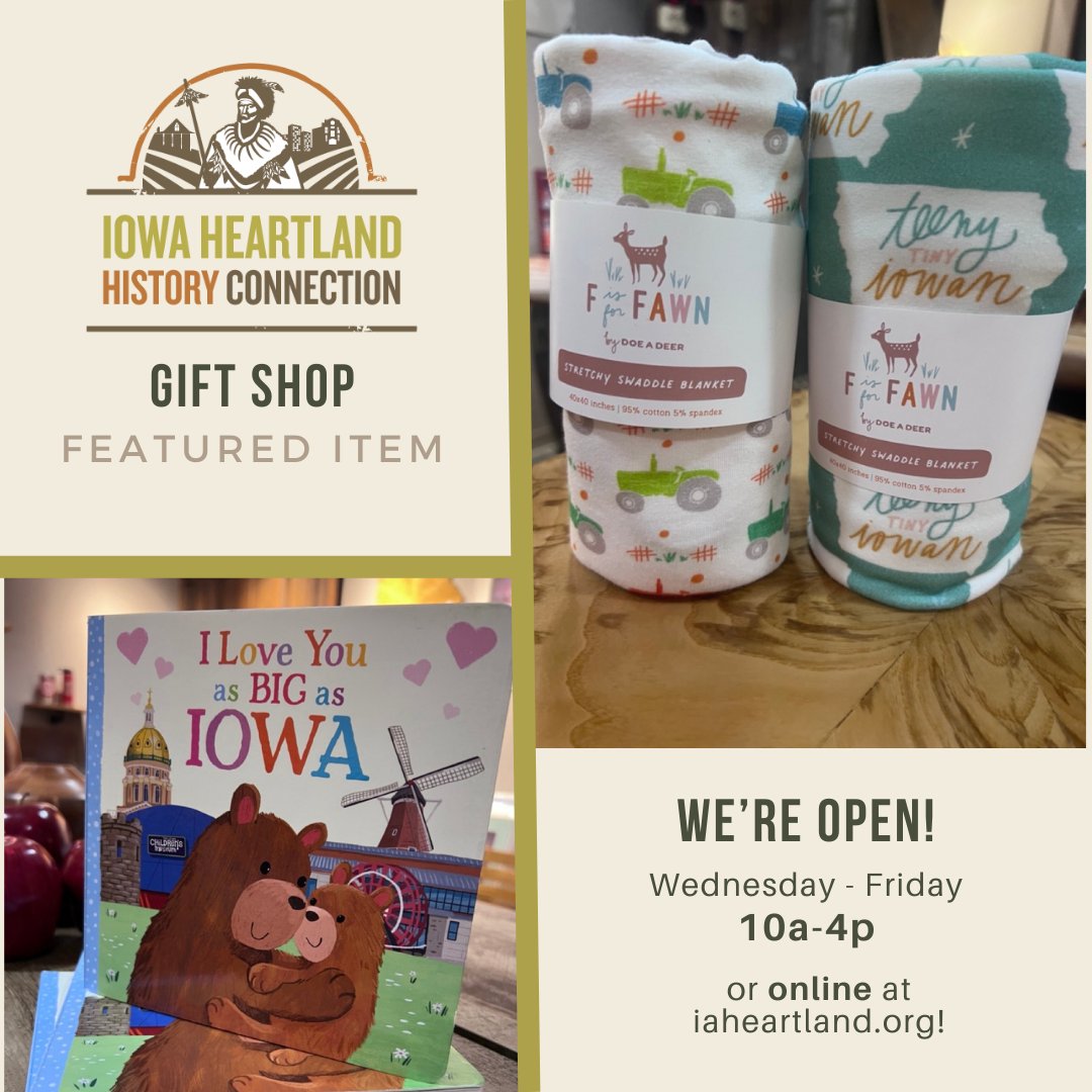 Looking for the perfect gift for a new arrival?

These adorable gifts and more are available for purchase at the Iowa Heartland History Connection Musuem gift shop! Stop in and see us Wednesday - Fridays from 10a-4p. #iowababy #doeadeer #iowamakers #shoplocal #iowahistory