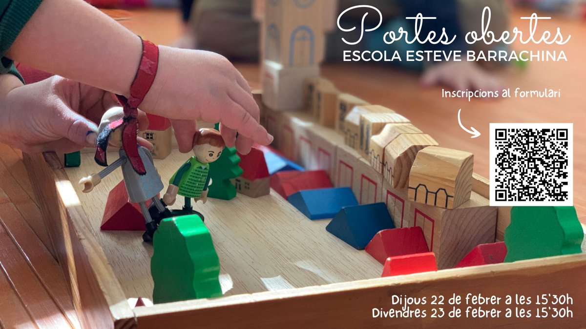 JORNADA DE PORTES OBERTES!
S’apropa el període de preinscripcions i obrim les portes de l’escola per  aquelles famílies interessades en conèixer el nostre projecte educatiu. 
Trobareu el formulari d’inscripció al QR de la imatge i també en aquest ENLLAÇ
forms.gle/4CK2QJdiVoa4ny…