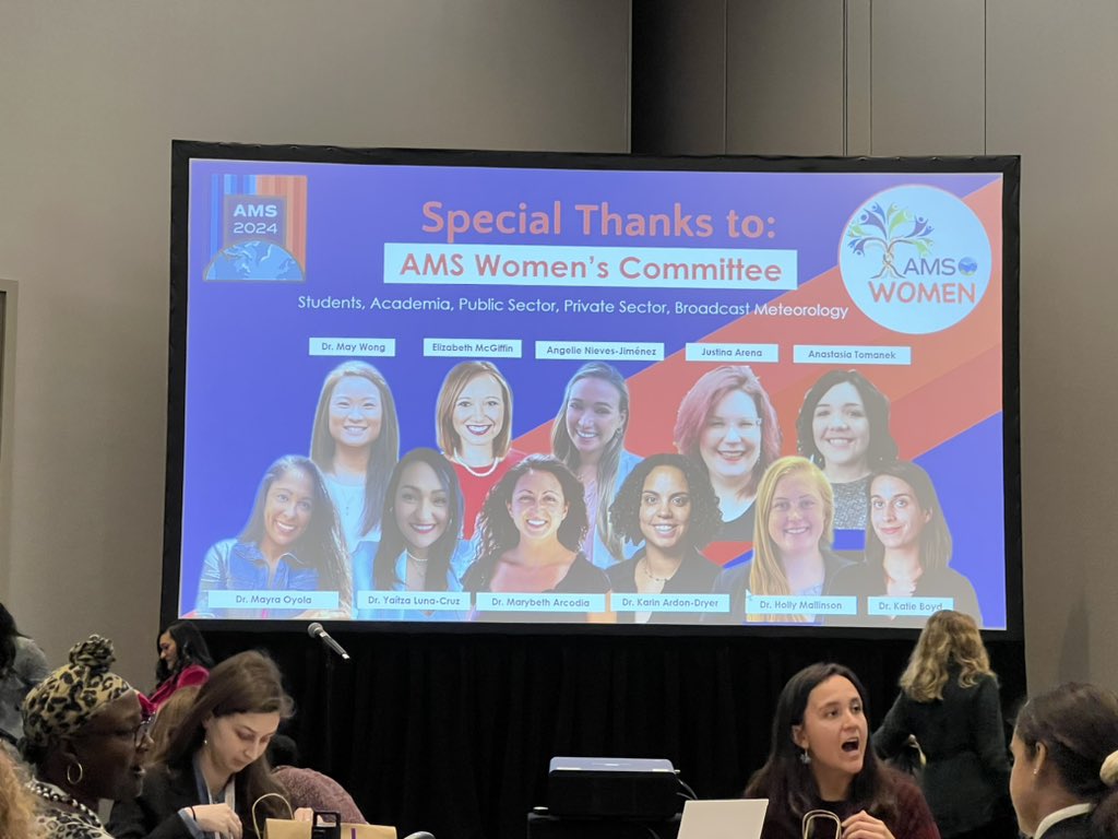 The pipeline for #womanintech in the #weather & #climate enterprise is strong, judging from the packed room for @amsbraid @ametsoc women in atmospheric sciences #ams2024