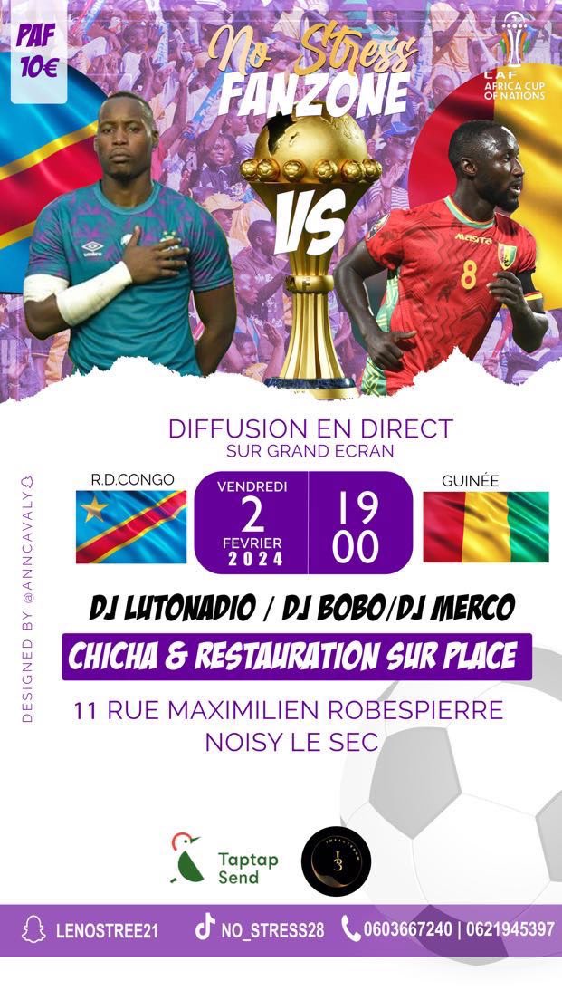 Rdv à la fanzone vendredi 2 février 2024🔥 RDC - GUINÉE 🇨🇩🇬🇳