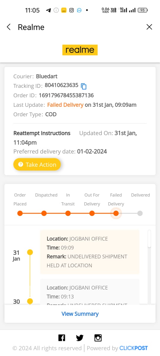 mdamjad444's tweet photo. I have booked Realme neckband 3 fromrealme app but my order is not delivered because your delivery boy is not going to deliver my order on my address. I am still waiting for my consignment. Kindly deliver tomorrow afternoon. @realmeIndia @realmecareIN. https://t.co/PscAQYF4RN