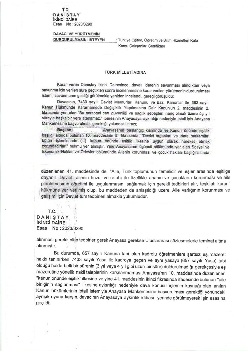 <a href="/Yusuf__Tekin/">Yusuf Tekin</a> bakanım sosyal medyayı takip ediyorsunuz; sendika başkanımız size sesleniyor. Danıştay başkanı bile: Anayasa’ya aykırı demiş. Siz neden öğretmeninize adım atmıyorsunuz. Bu hakkı neden ahirete bırakıyorsunuz! CB’mız <a href="/RTErdogan/">Recep Tayyip Erdoğan</a>’dan kararname istemek bu kadar zor mu?
