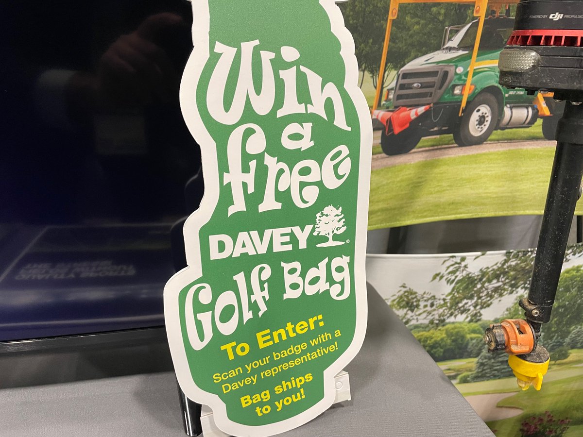 Stop by the @DaveyTree booth (# 1057) at the @GCSAA show to learn about sonic tomography, drone spraying, and the potential to win a golf bag!