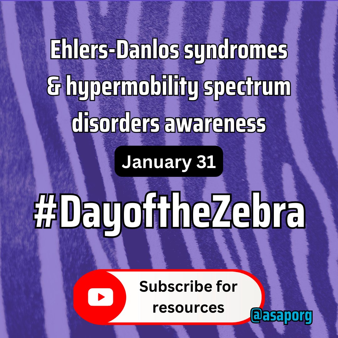 ASAPChiariSyrin's tweet photo. January 31st is #DayoftheZebra! 🦓

Today we recognize and celebrate those affected by #EhlersDanlossyndrome and hypermobility spectrum disorders #HSD

See our collection of conference videos about #EDS 👇
https://t.co/KuMvv829wd

#ehlersdanlos #hypermobilitysyndrome https://t.co/Lei0JXFQvA