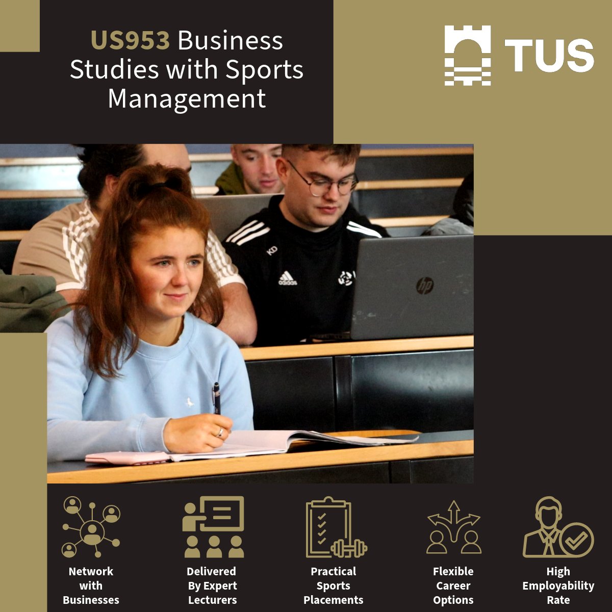 🏐 Do you love business and sport?👩‍💼

🏉 Then you need to check out the BA in Business Studies with Sports Management (US953) at TUS🎓