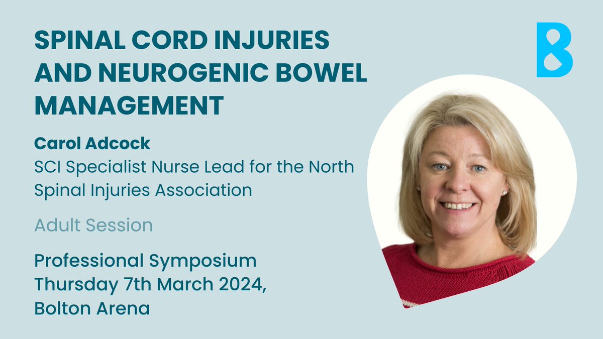 ✨Symposium highlight✨ Specialist Nurse Lead for the North Spinal Injuries Association, Carol Adcock is set to share her expertise at the next Bladder & Bowel UK Symposium in Bolton this March. View the programme - eventbrite.co.uk/e/bladder-bowe…