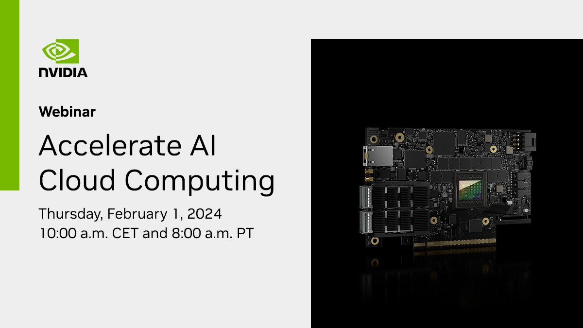 NVIDIANetworkng's tweet image. Last chance to reserve your seat for the #NetworkingforAI webinar! Join us as we delve into how BlueField DPUs are propelling the era of #GenerativeAI on February 1 at 10 AM CET and 8 AM PT. Click to register: nvda.ws/4b5ltQL