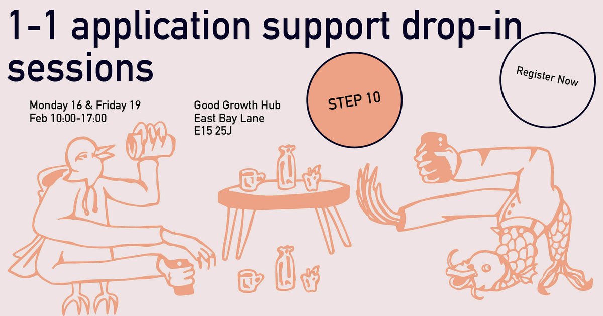 👋 Need help with your STEP10 application? Come along to The Good Growth Hub for 1:1 application support drop-in sessions 🎆 Book in a 1-2-1 session with us on either Friday 16 or Monday 19 February. Register here 🔗: tr.ee/G1Pq_3whHr