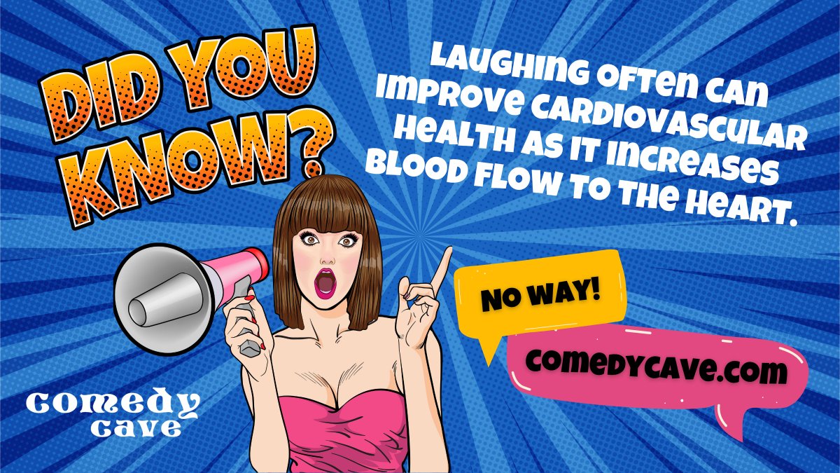 Did You Know... Laughter and Heart Health. 😄❤️ Laughing often improves cardiovascular health by boosting blood flow to the heart, reducing the risk of heart disease and attacks. 🩺🚀 

#Comedycave #didyouknow #calgarycomedyshow