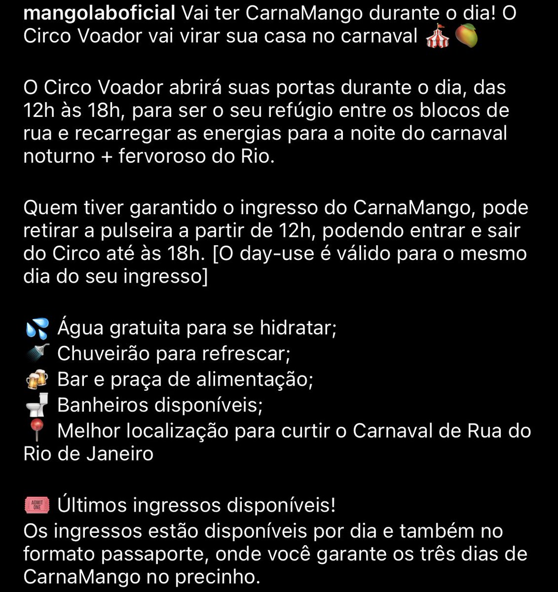 Vem cá saber mais sobre o Carnamango, vem! Day Use Voador de respeito ✨✨✨✨✨✨
