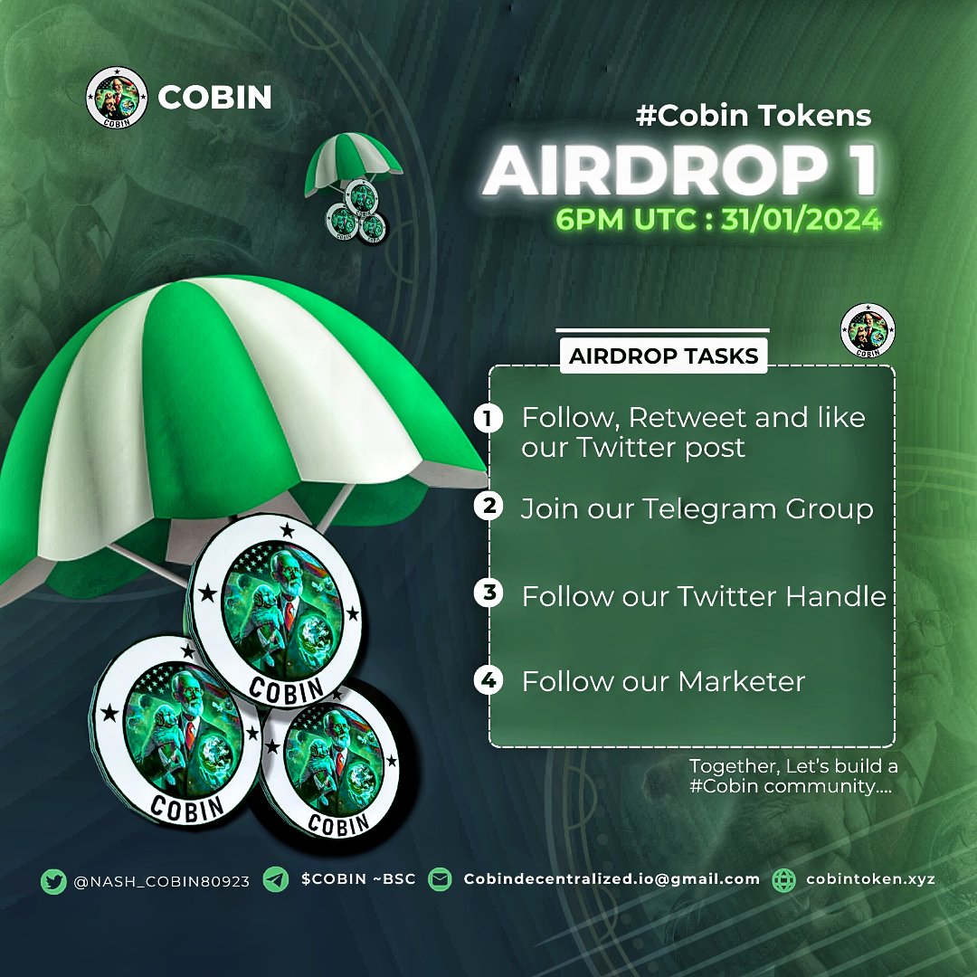 Official_Cobin's tweet photo. No more dogs without masters📌
$COBIN a leader of meme coins with an optimistic soul.

#Airdrop 1 is live now

Link: https://t.co/eCAAIQGgJo
$COBIN will take over #BSC soon, Don't miss out!!

#Shib #Doge @Shibtoken @dogecoin @babydoge #WEN #Bitcoin #Trending https://t.co/qeS5MFNem6