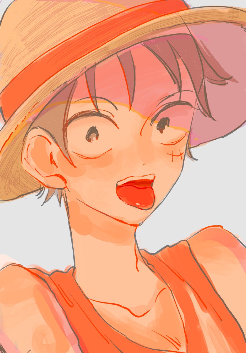 monkey d. luffy 1boy male focus hat tongue solo scar tongue out  illustration images