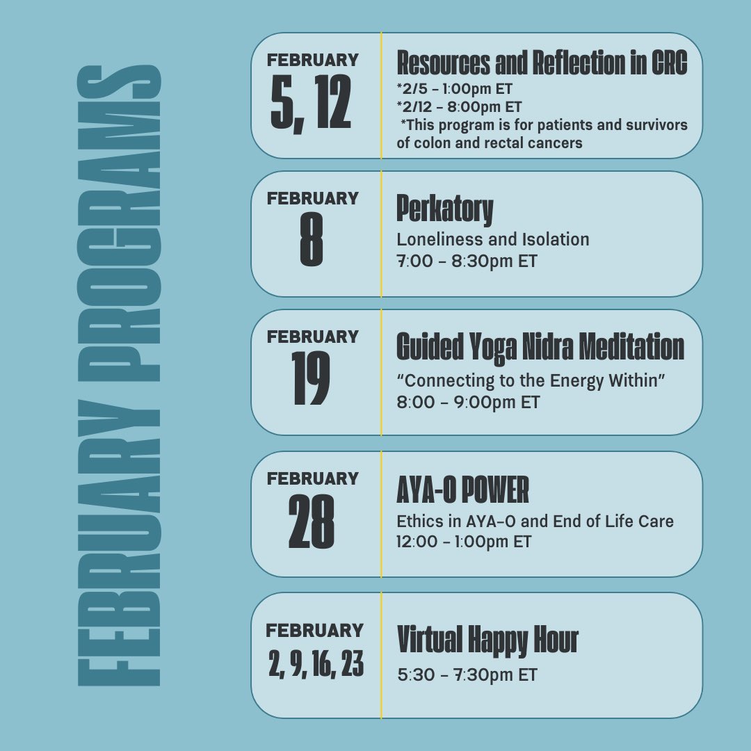 ElephantsTea's tweet image. Are you joining us this month?? 

Register for any or all of these here:

linktr.ee/elephantsandte…

#february2024 #supportprograms #jointheherd #ayasupport #ayacancer #yacancer #ayacancersupport #ayacommunity #januaryprogramming #elephantsandtea