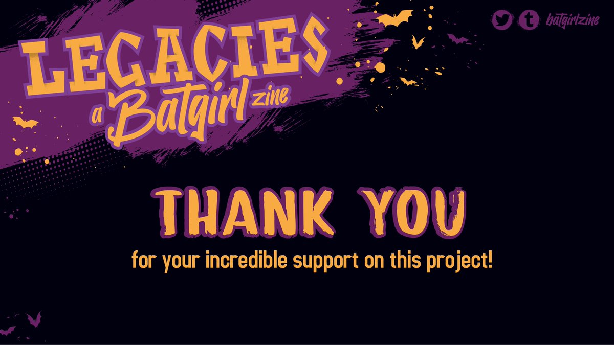 BatgirlZine's tweet photo. Hello all,

Legacies has come to a close. While it technically wrapped up in November, there were severe personal complications before the holidays that resulted in the late conclusion of this project, so I apologize to anyone who may have been waiting on a third sales round. https://t.co/yfW15QgslF