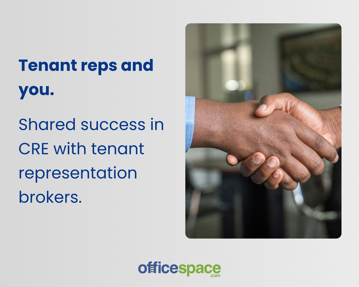 officespace's tweet photo. Did you know #TenantReps work for you? 

Finding the perfect space and the right #CREpros to work with is easy with OfficeSpace. Com and Tenant Reps - visit https://t.co/m8qm2Jatjr to learn more.

#TenantReps #CRE #CRETips #CommercialTenantRepresentation #CRETenantRep https://t.co/bPIqgQmeMb