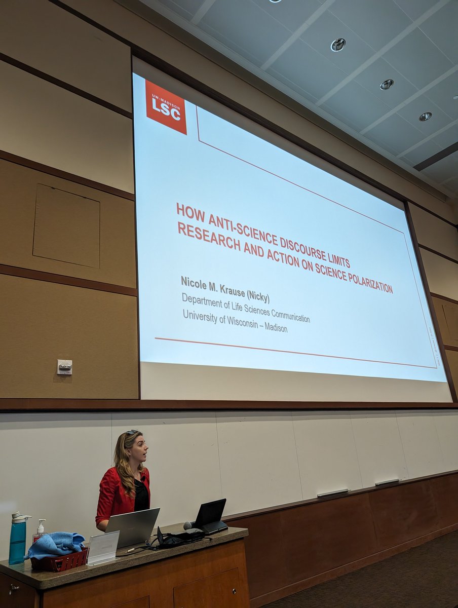 brossardd's tweet photo. Kicking off our #scicomm series in @UW_LSC, @nicky_krause is explaining how anti-science discourse limits research and action on science polarization. Follow along! #uwlsc700 https://t.co/sVq5761U2n