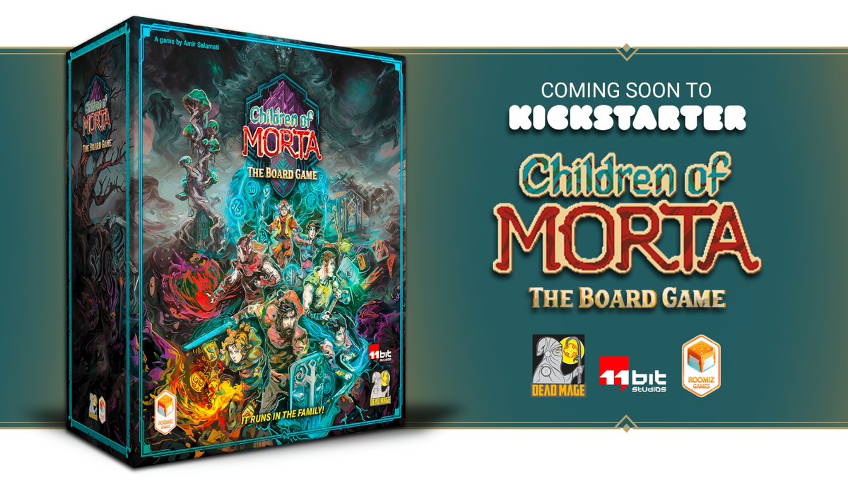 roomizgames's tweet photo. I'm beyond excited to announce the board game adaptation of the beloved #ChildrenofMorta

Children of Morta: The Board Game is coming to #kickstarter this spring! 

@DeadMageStudio  @11bitstudios 

Get notified on launch: https://t.co/4Eua0V7P07 https://t.co/LHxTfOWKF4