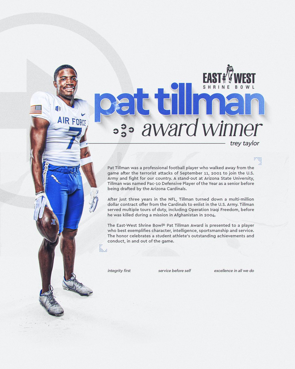 Air Force Football (@af_football) on Twitter photo Add another honor to the list! โก๏ธ
<a href="/trey_taylor007/">Trey Taylor</a> is the 2024 East-West Shrine Bowl ๐๐๐ ๐๐๐๐๐๐๐ ๐๐๐๐๐ winner! Add another honor to the list! โก๏ธ
<a href="/trey_taylor007/">Trey Taylor</a> is the 2024 East-West Shrine Bowl ๐๐๐ ๐๐๐๐๐๐๐ ๐๐๐๐๐ winner!
